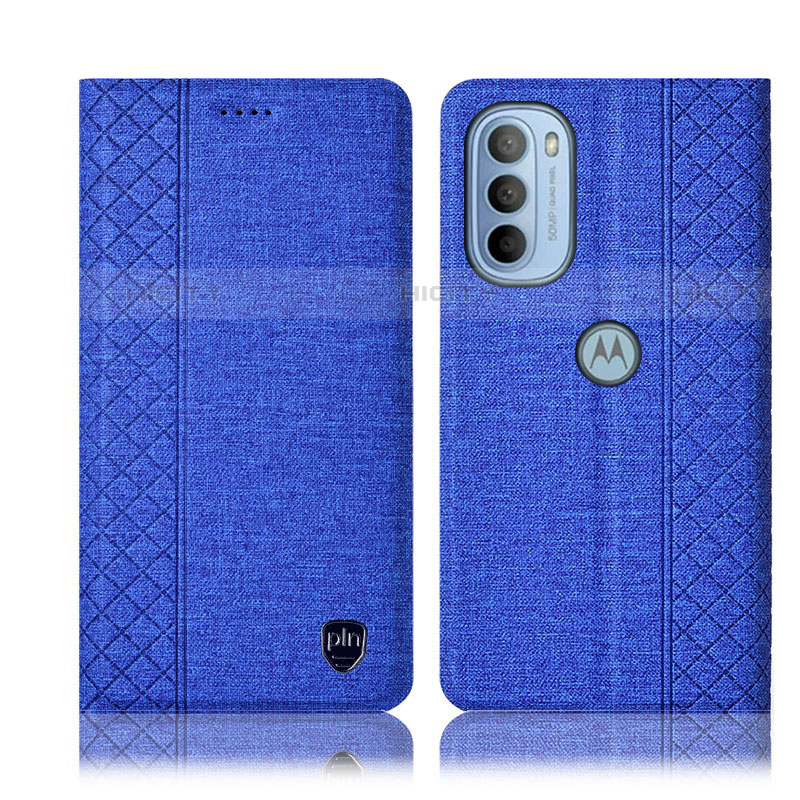 Handytasche Stand Schutzhülle Stoff H13P für Motorola Moto G31 Blau Plus