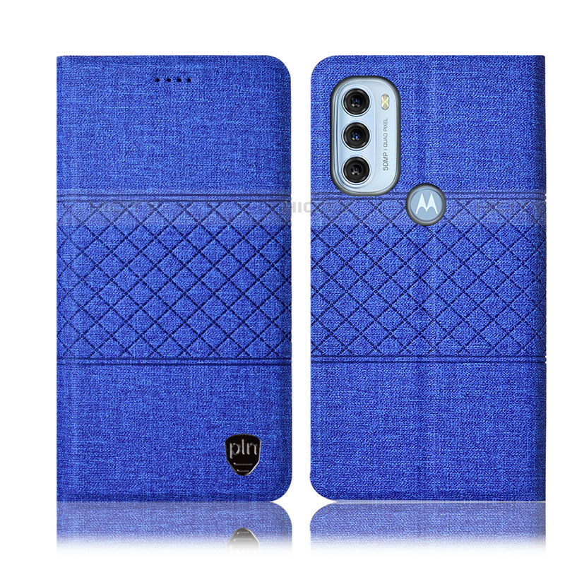 Handytasche Stand Schutzhülle Stoff H13P für Motorola Moto G71 5G Blau