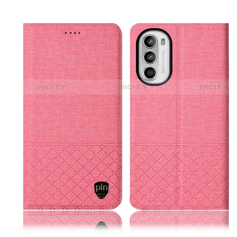 Handytasche Stand Schutzhülle Stoff H13P für Motorola Moto G71s 5G Rosa