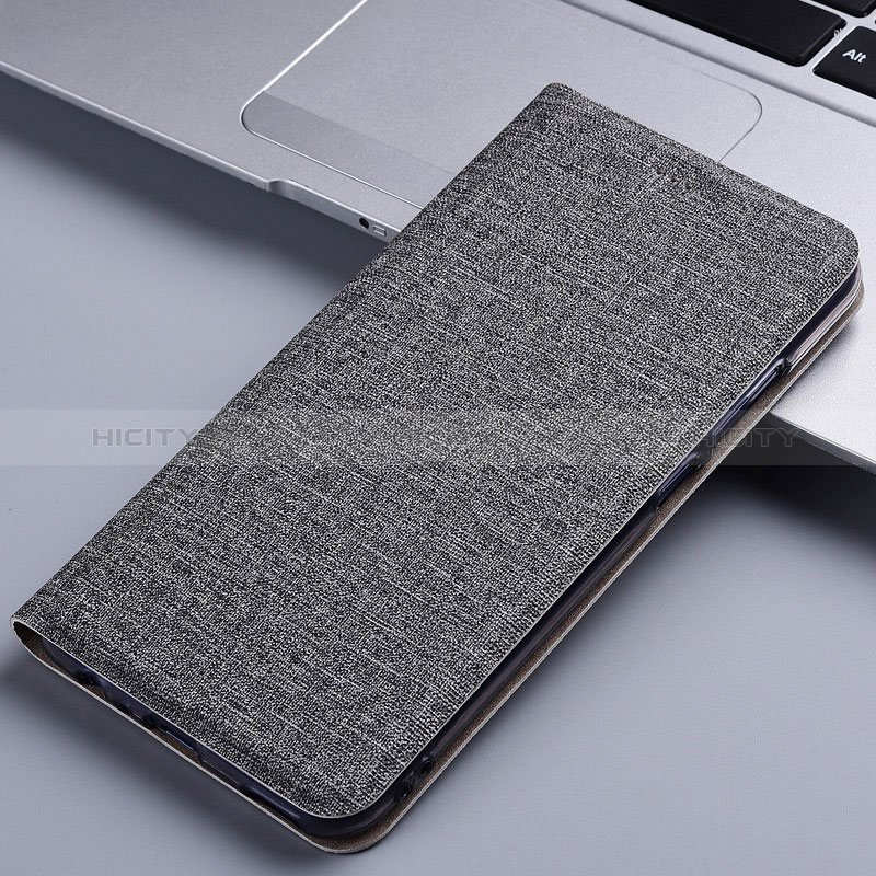 Handytasche Stand Schutzhülle Stoff H13P für Xiaomi Redmi Note 10T 5G Grau