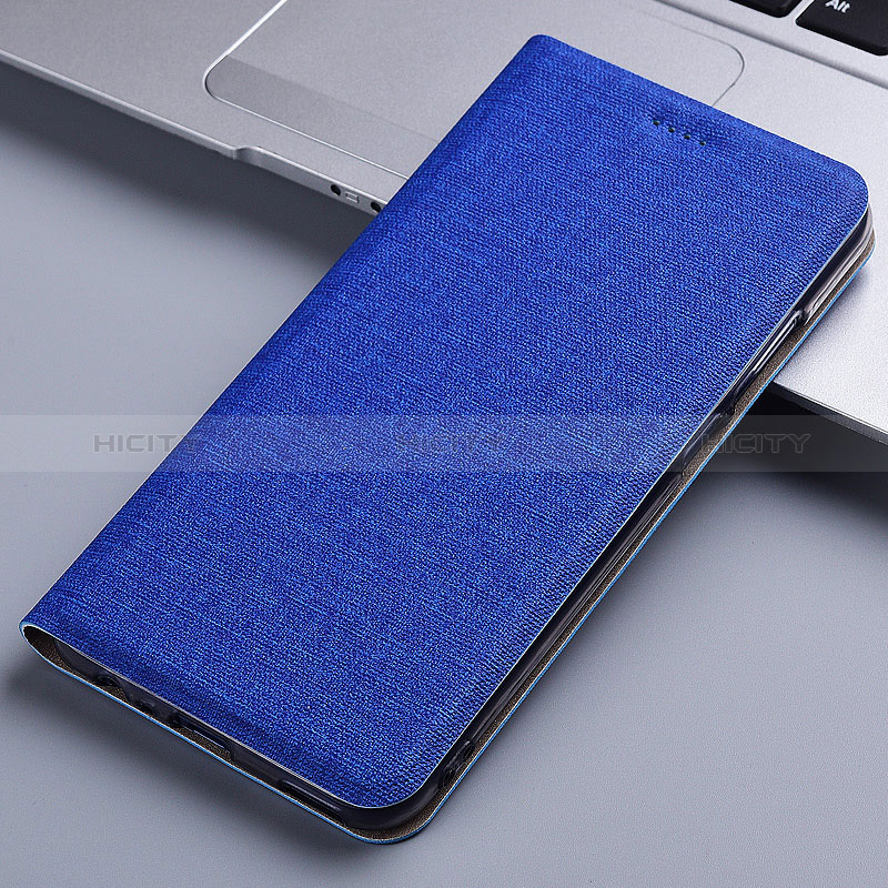 Handytasche Stand Schutzhülle Stoff H21P für Samsung Galaxy M31 Prime Edition Blau Plus