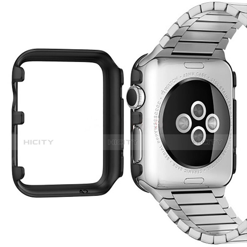 Hülle Luxus Aluminium Metall Rahmen C01 für Apple iWatch 3 38mm Schwarz