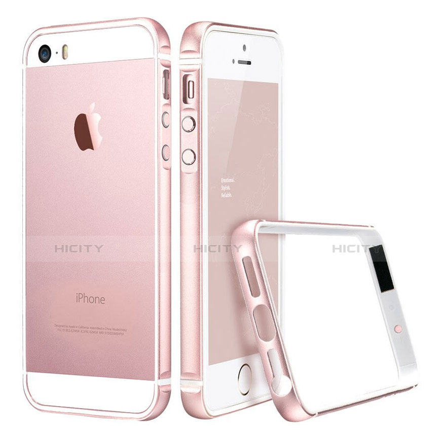 Hülle Luxus Aluminium Metall Rahmen für Apple iPhone 5S Rosa Plus