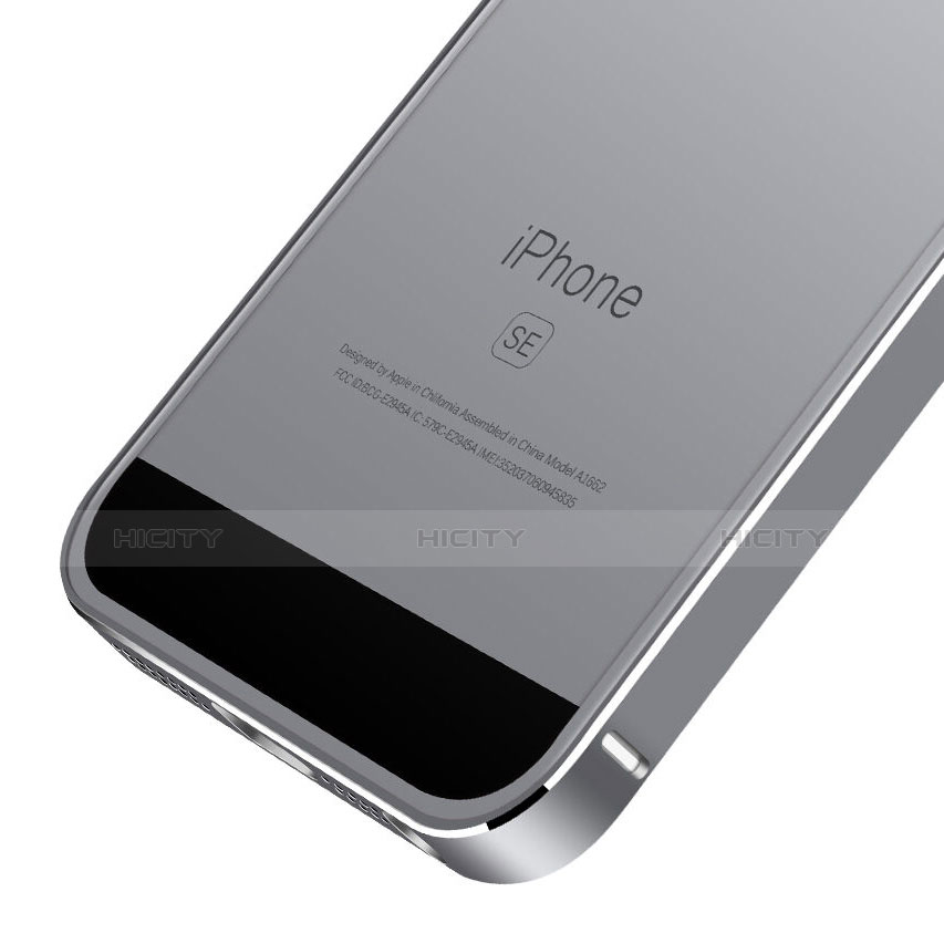 Hülle Luxus Aluminium Metall Rahmen für Apple iPhone SE Grau groß