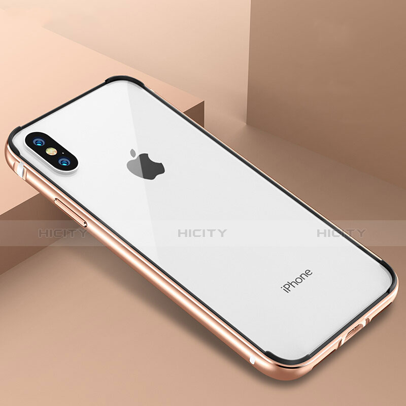 Hülle Luxus Aluminium Metall Rahmen für Apple iPhone Xs Gold