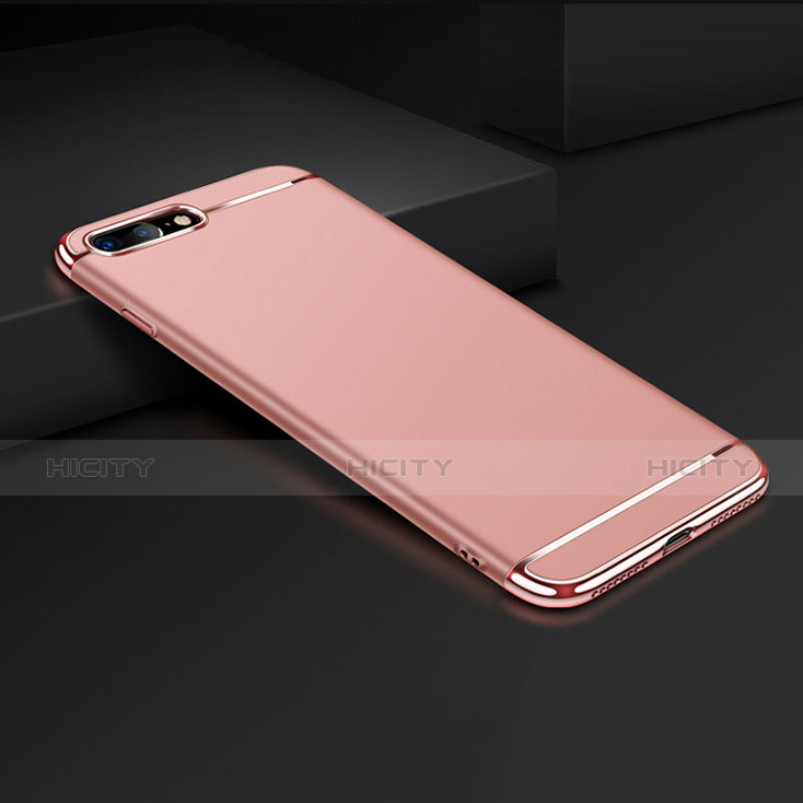 Hülle Luxus Metall Rahmen und Kunststoff F01 für Apple iPhone 7 Plus Rosegold