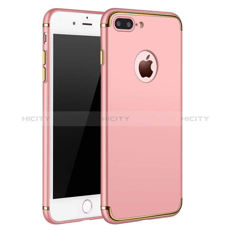 Hülle Luxus Metall Rahmen und Kunststoff F02 für Apple iPhone 8 Plus Rosegold Plus