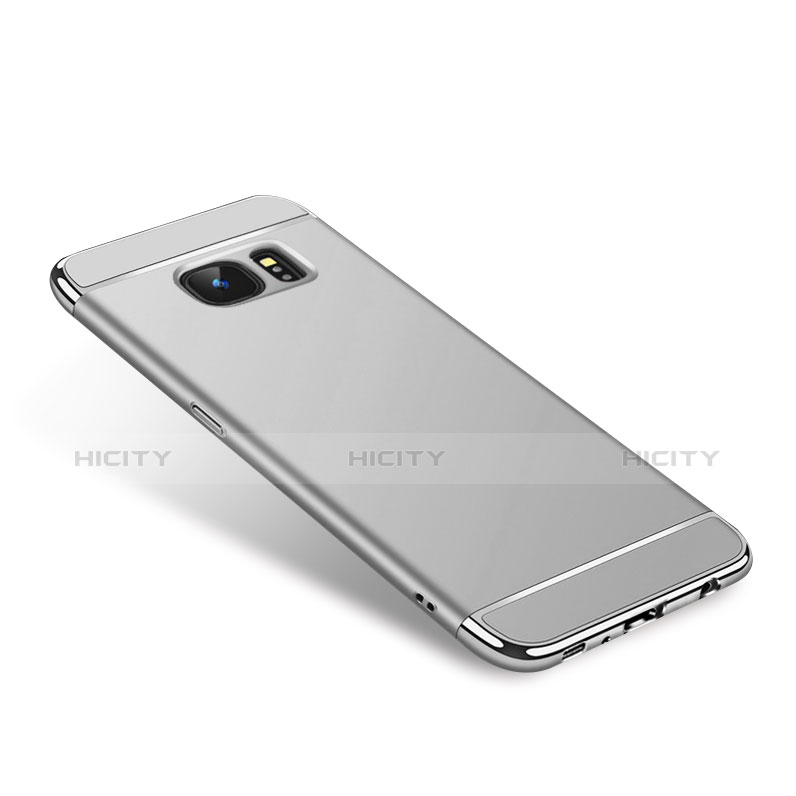 Hülle Luxus Metall Rahmen und Kunststoff für Samsung Galaxy S7 Edge G935F Silber