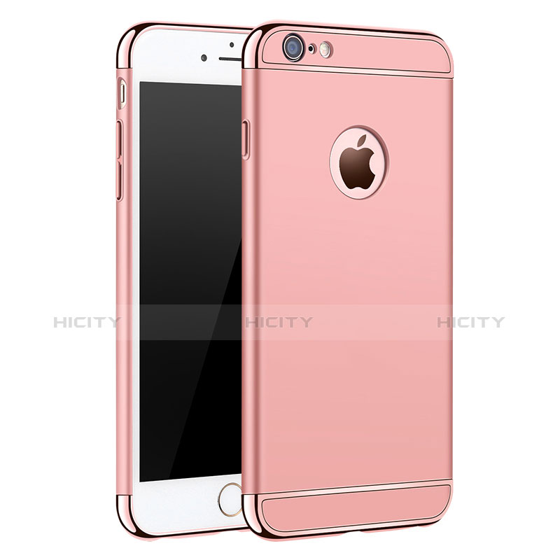 Hülle Luxus Metall Rahmen und Kunststoff M01 für Apple iPhone 6 Plus Rosegold