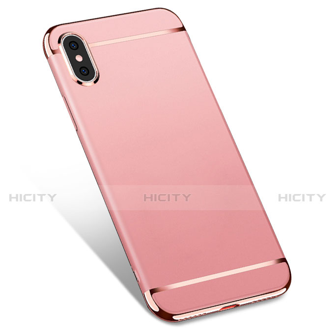 Hülle Luxus Metall Rahmen und Kunststoff M01 für Apple iPhone X Rosegold