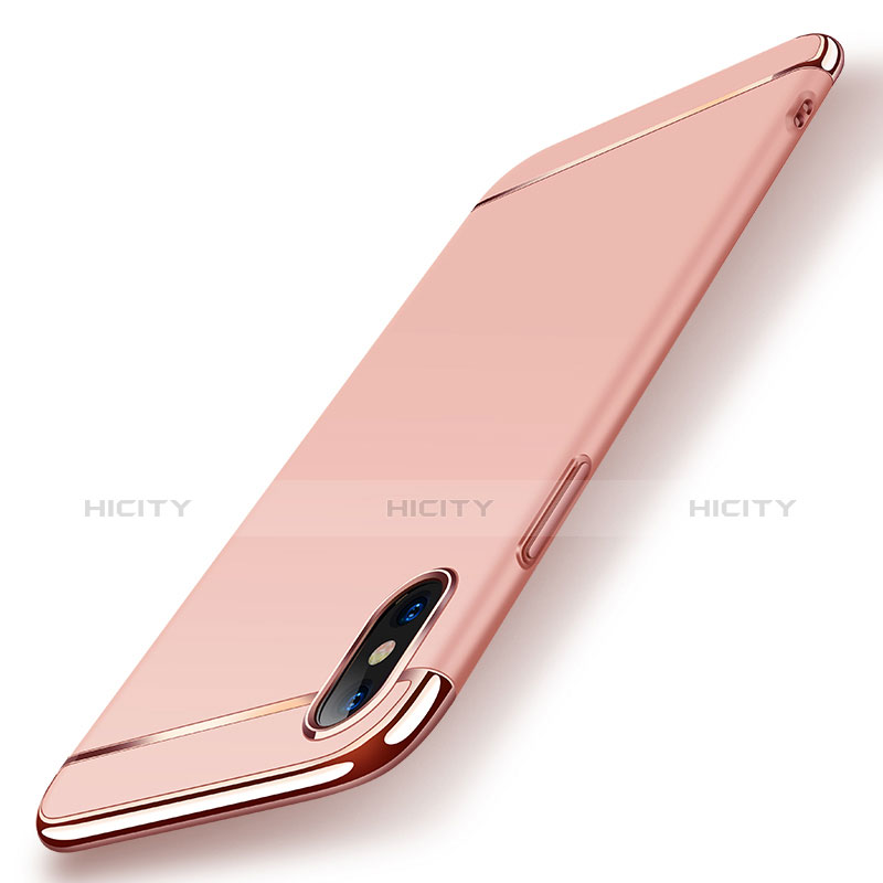 Hülle Luxus Metall Rahmen und Kunststoff M01 für Apple iPhone X Rosegold