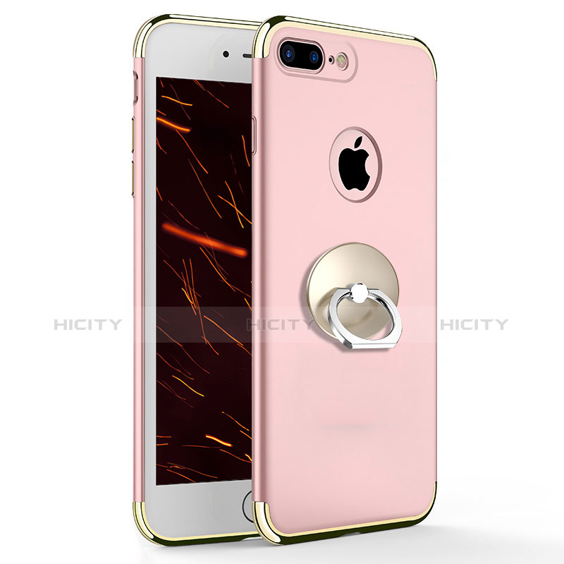 Hülle Luxus Metall Rahmen und Kunststoff mit Fingerring Ständer A04 für Apple iPhone 7 Plus Rosa