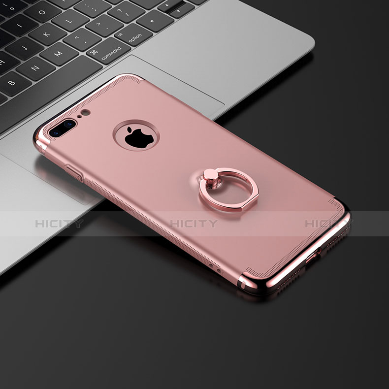 Hülle Luxus Metall Rahmen und Kunststoff mit Fingerring Ständer für Apple iPhone 7 Plus Rosegold