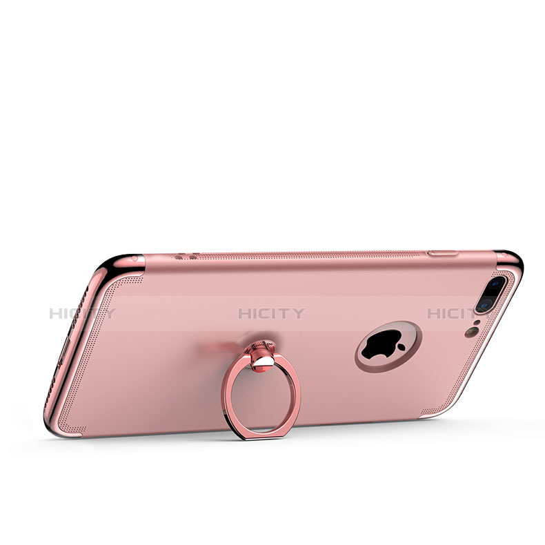 Hülle Luxus Metall Rahmen und Kunststoff mit Fingerring Ständer für Apple iPhone 7 Plus Rosegold