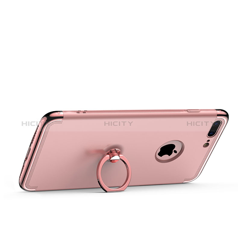 Hülle Luxus Metall Rahmen und Kunststoff mit Fingerring Ständer für Apple iPhone 8 Plus Rosegold