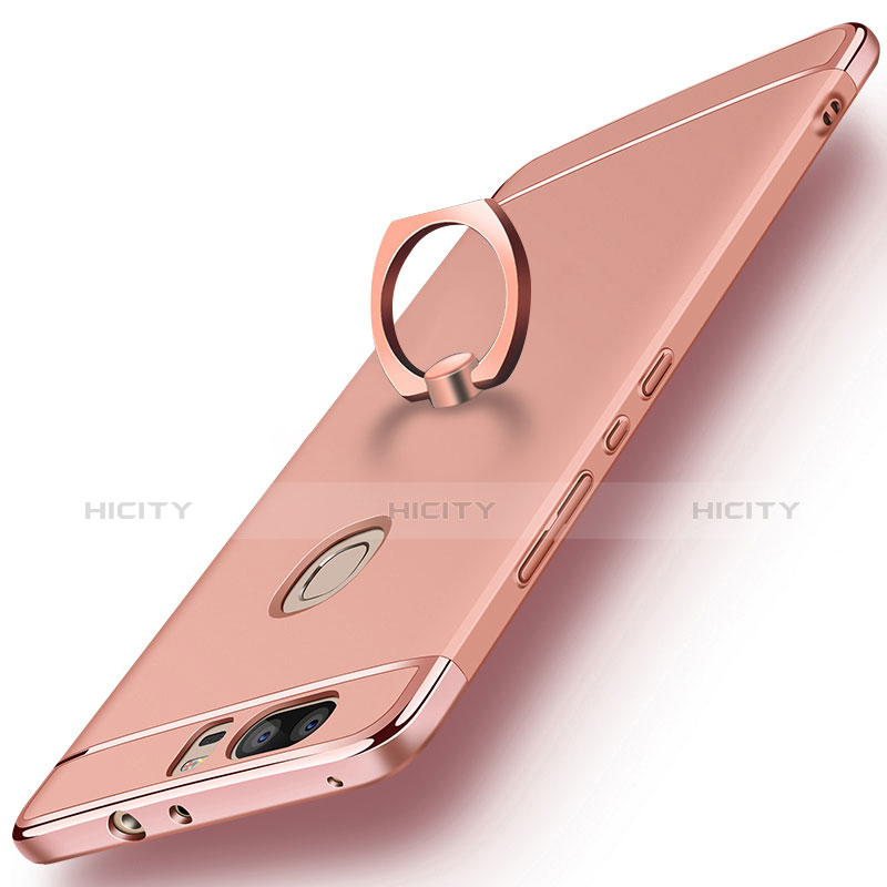 Hülle Luxus Metall Rahmen und Kunststoff mit Fingerring Ständer für Huawei Honor V8 Rosegold