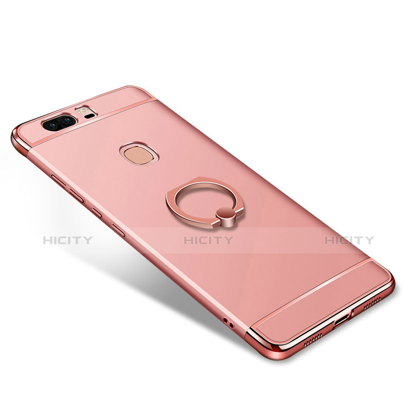 Hülle Luxus Metall Rahmen und Kunststoff mit Fingerring Ständer für Huawei Honor V8 Rosegold