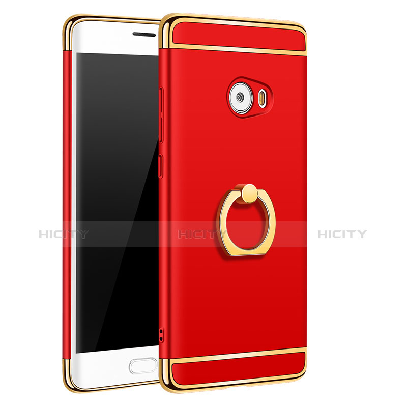 Hülle Luxus Metall Rahmen und Kunststoff mit Fingerring Ständer für Xiaomi Mi Note 2 Special Edition Rot