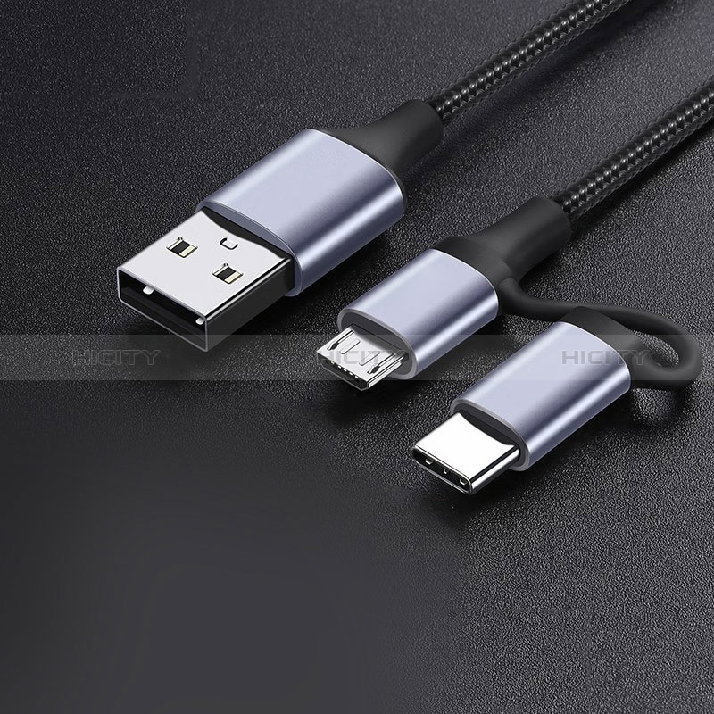 Kabel Type-C und Mrico USB Android Universal 3A H01 für Apple iPhone 15 Dunkelgrau