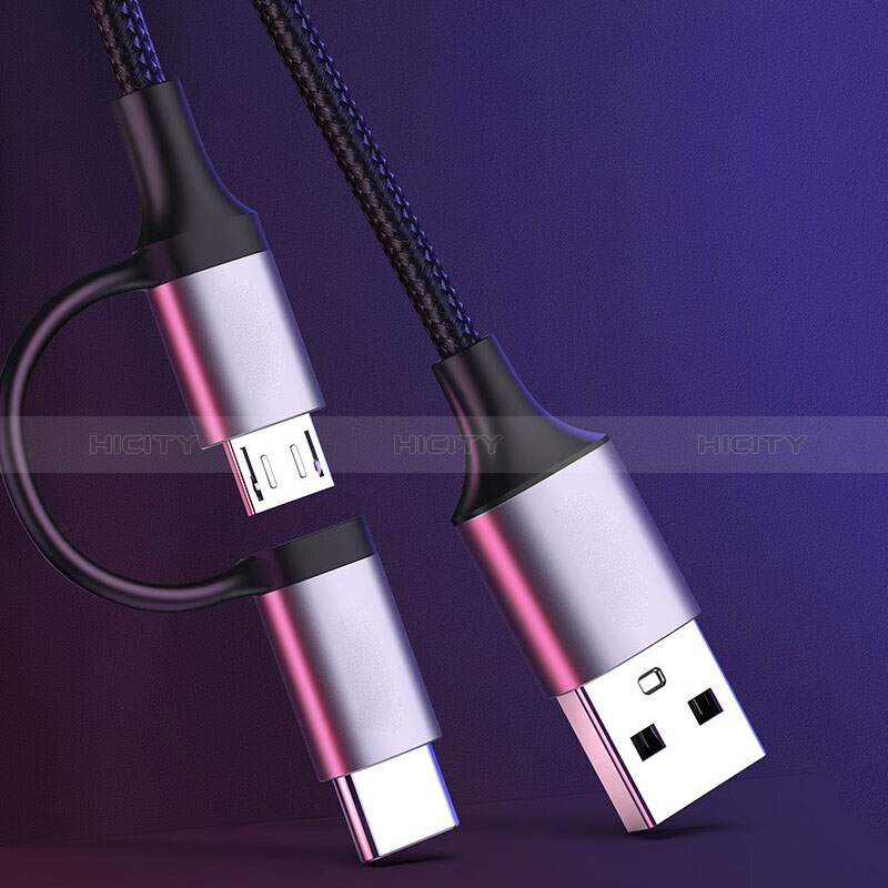 Kabel Type-C und Mrico USB Android Universal 3A H01 für Apple iPhone 15 Dunkelgrau