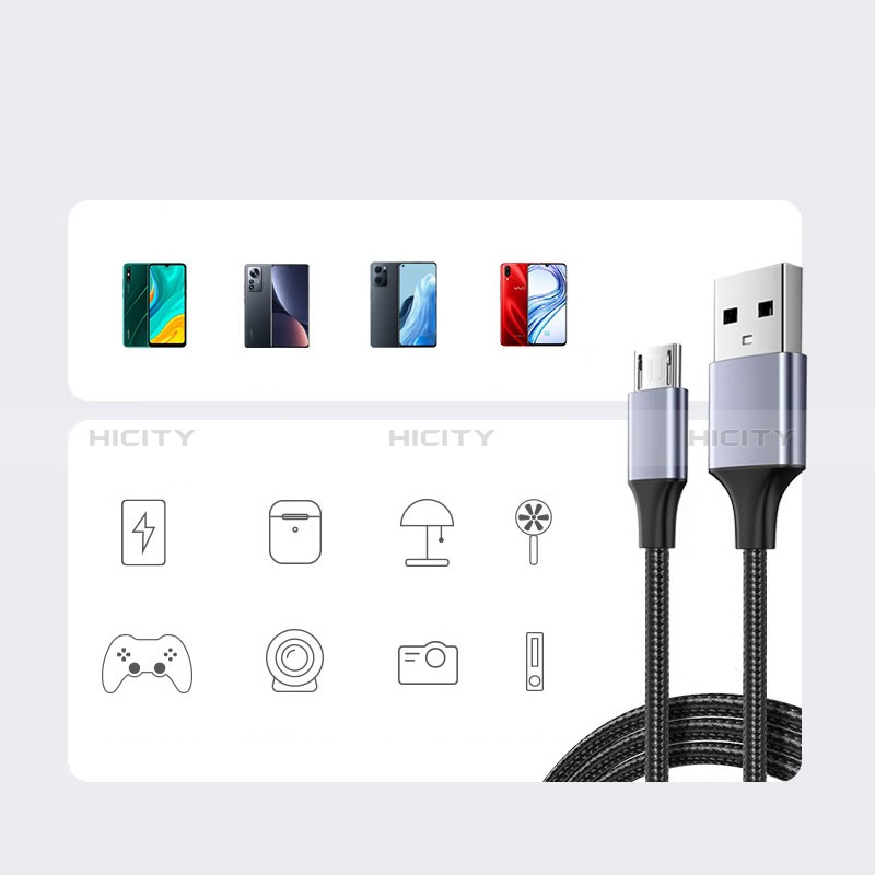 Kabel USB 2.0 Android Universal 2A H01 für Apple iPad Air 5 10.9 (2022) Grau