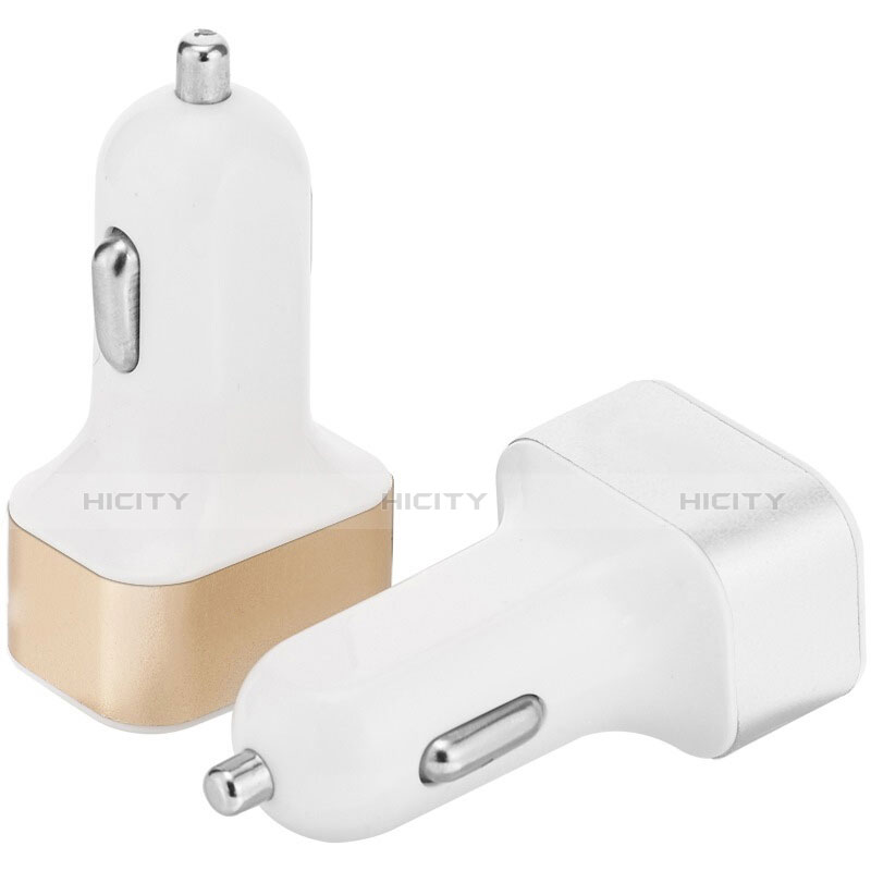 Kfz-Ladegerät Adapter 3.0A 3 USB Zweifach Stecker Fast Charge Universal U07 Gold groß