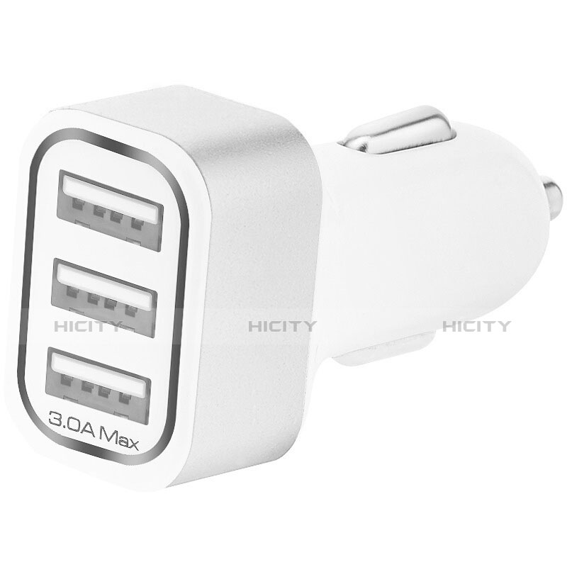 Kfz-Ladegerät Adapter 3.0A 3 USB Zweifach Stecker Fast Charge Universal U07 Silber