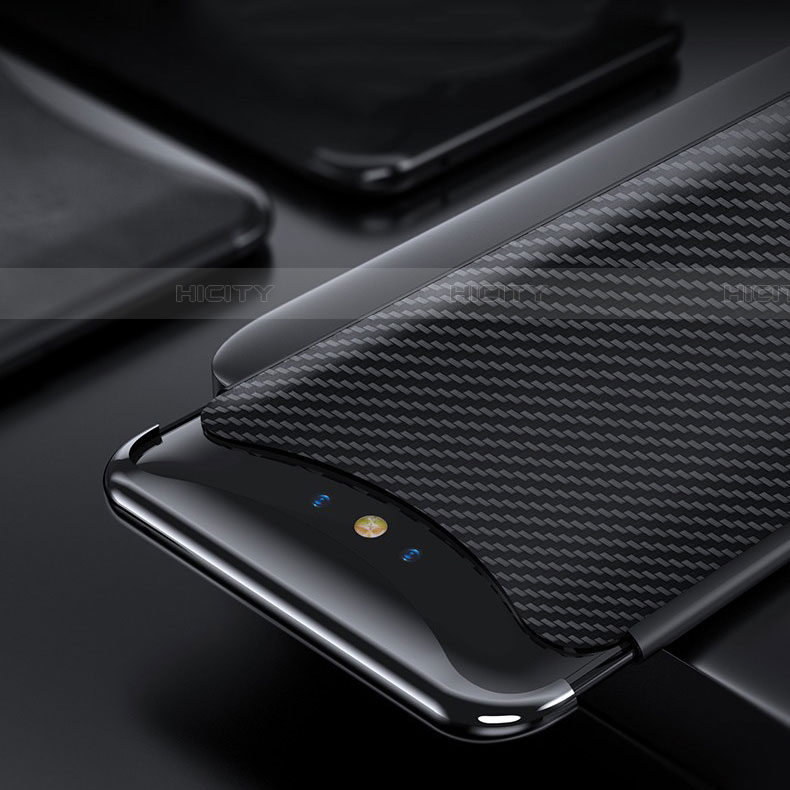 Kohlefaser Hülle Handyhülle Luxus Schutzhülle Tasche Köper T01 für Oppo Find X Super Flash Edition Schwarz