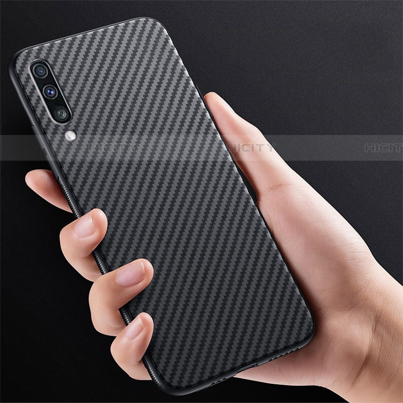 Kohlefaser Hülle Handyhülle Luxus Schutzhülle Tasche Köper T01 für Samsung Galaxy A70 Schwarz