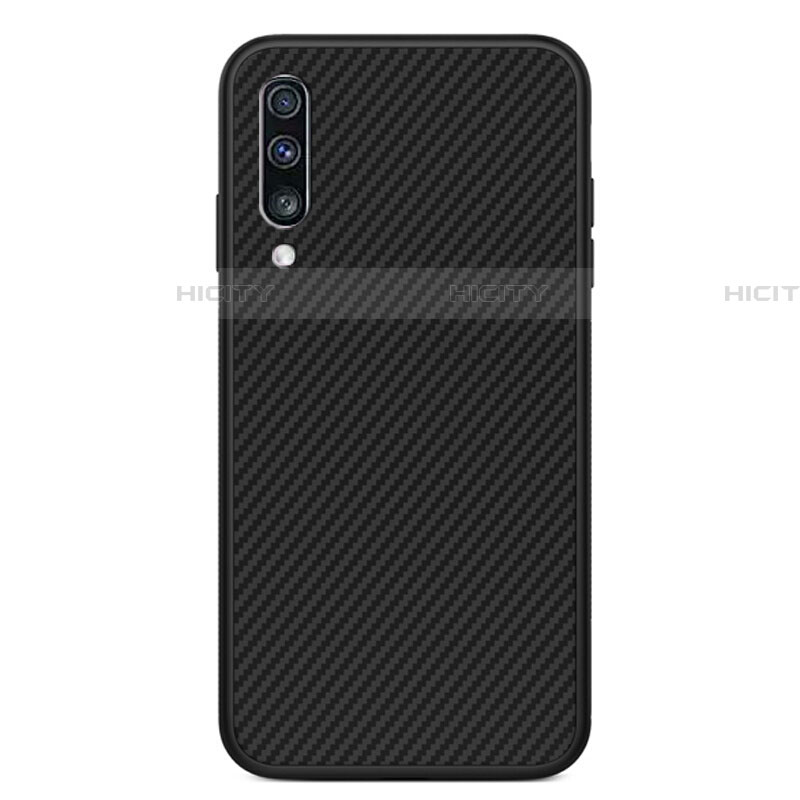 Kohlefaser Hülle Handyhülle Luxus Schutzhülle Tasche Köper T01 für Samsung Galaxy A70 Schwarz