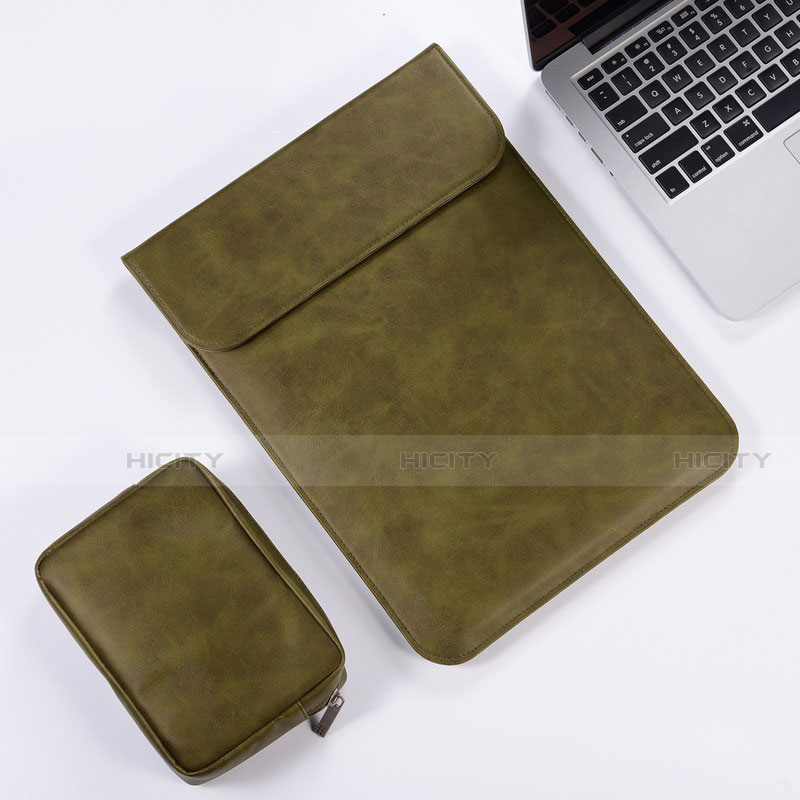 Leder Handy Tasche Sleeve Schutz Hülle für Apple MacBook 12 zoll Grün