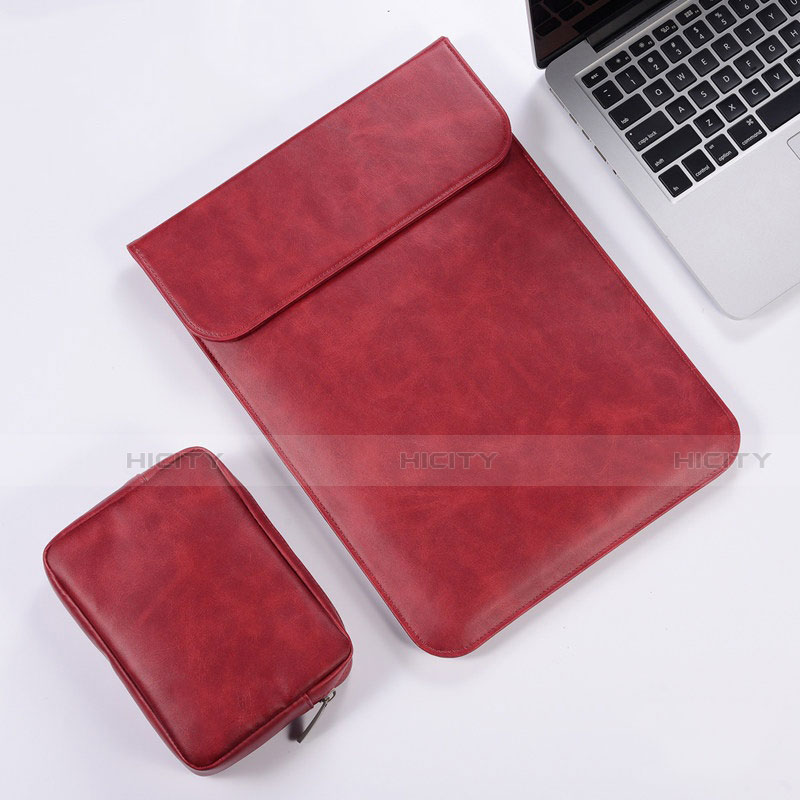 Leder Handy Tasche Sleeve Schutz Hülle für Apple MacBook Air 13.3 zoll (2018) Rot