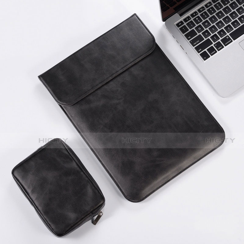 Leder Handy Tasche Sleeve Schutz Hülle für Apple MacBook Air 13.3 zoll (2018) Schwarz Plus