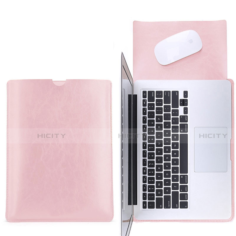 Leder Handy Tasche Sleeve Schutz Hülle L17 für Apple MacBook 12 zoll Rosa Plus