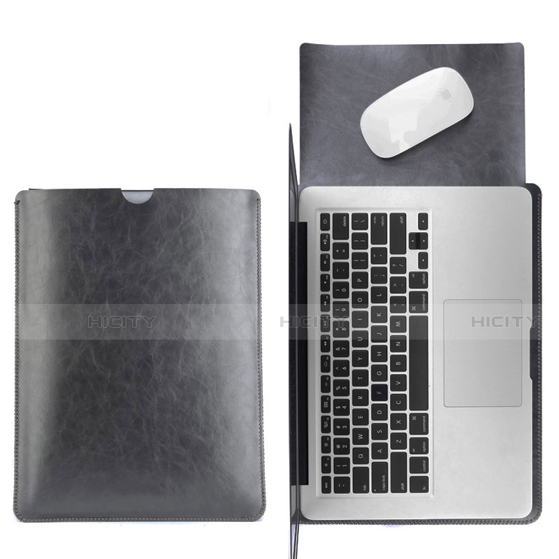 Leder Handy Tasche Sleeve Schutz Hülle L17 für Apple MacBook 12 zoll Schwarz