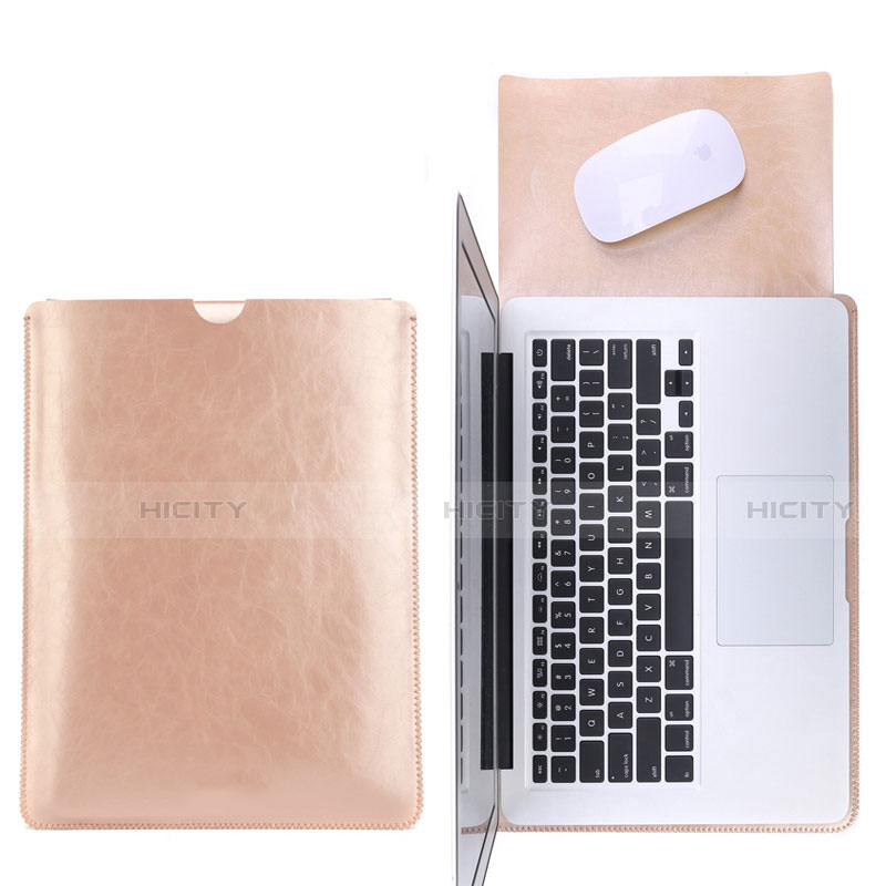 Leder Handy Tasche Sleeve Schutz Hülle L17 für Apple MacBook Air 13.3 zoll (2018) Gold