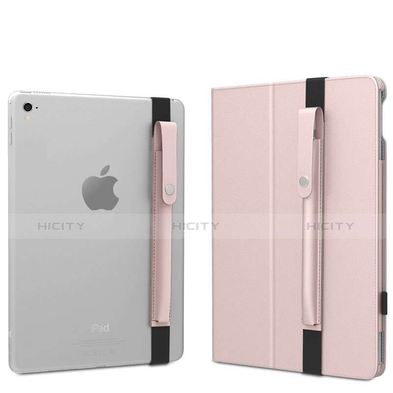 Leder Hülle Schreibzeug Schreibgerät Beutel Halter mit Abnehmbare Gummiband für Apple Pencil Apple New iPad 9.7 (2017) Rosegold groß