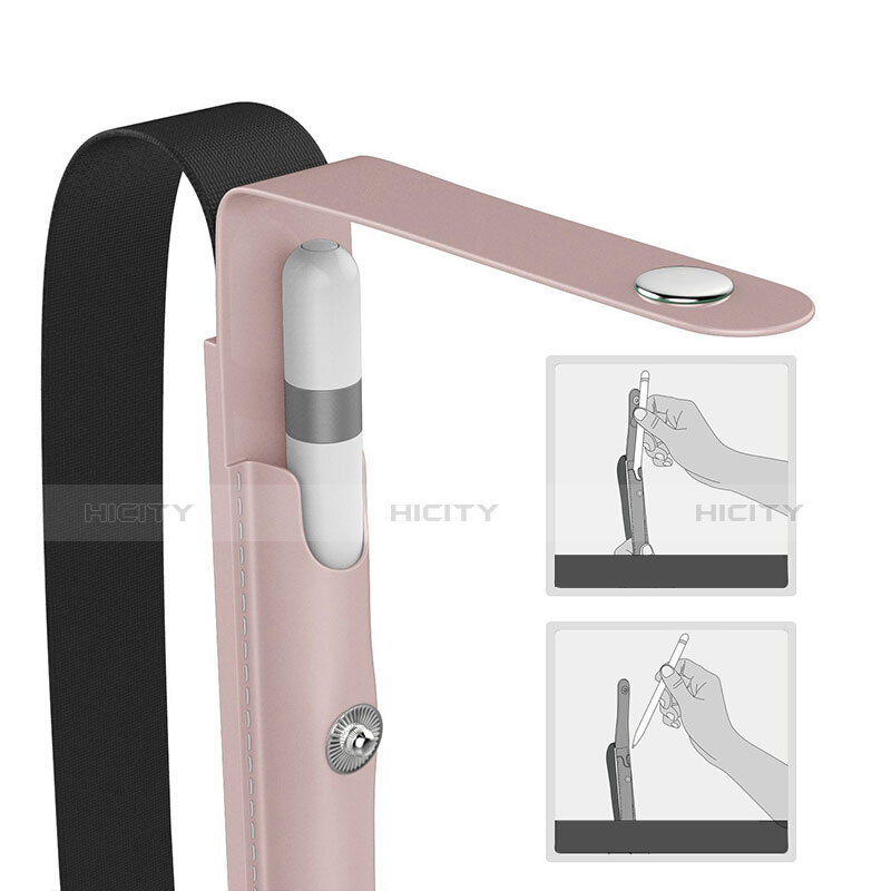 Leder Hülle Schreibzeug Schreibgerät Beutel Halter mit Abnehmbare Gummiband für Apple Pencil Apple New iPad 9.7 (2017) Rosegold groß