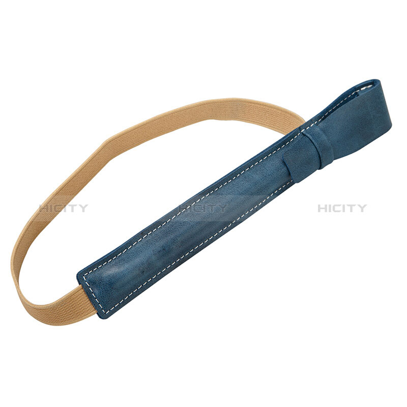 Leder Hülle Schreibzeug Schreibgerät Beutel Halter mit Abnehmbare Gummiband P02 für Apple Pencil Apple iPad Pro 12.9 Blau