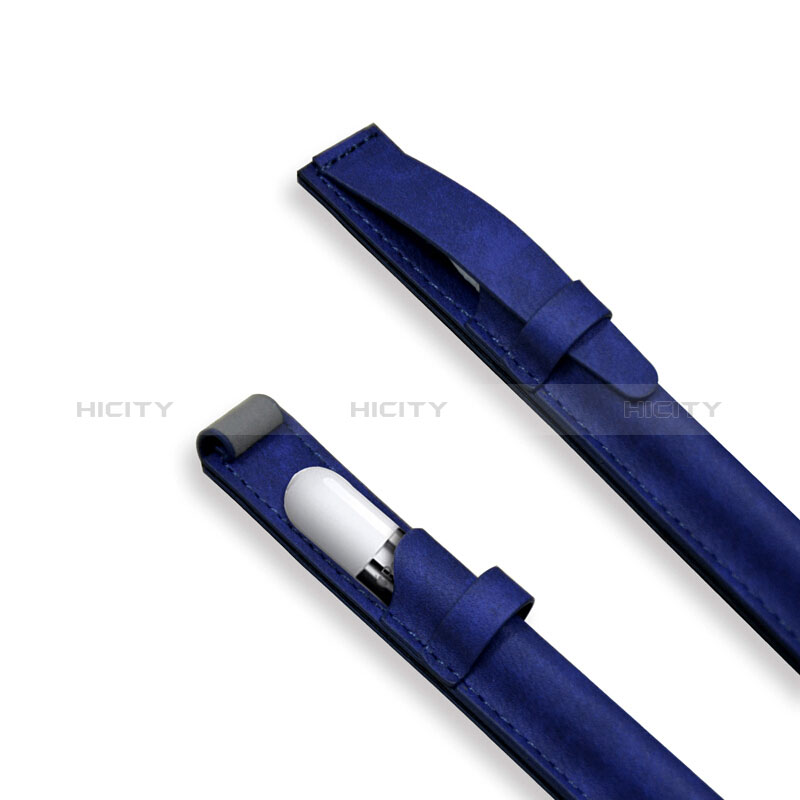 Leder Hülle Schreibzeug Schreibgerät Beutel Halter mit Abnehmbare Gummiband P03 für Apple Pencil Apple iPad Pro 10.5 Blau