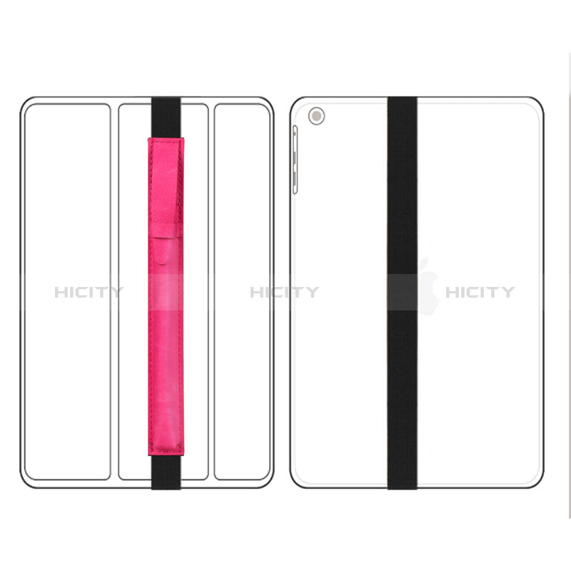 Leder Hülle Schreibzeug Schreibgerät Beutel Halter mit Abnehmbare Gummiband P03 für Apple Pencil Apple iPad Pro 12.9 (2017) Pink