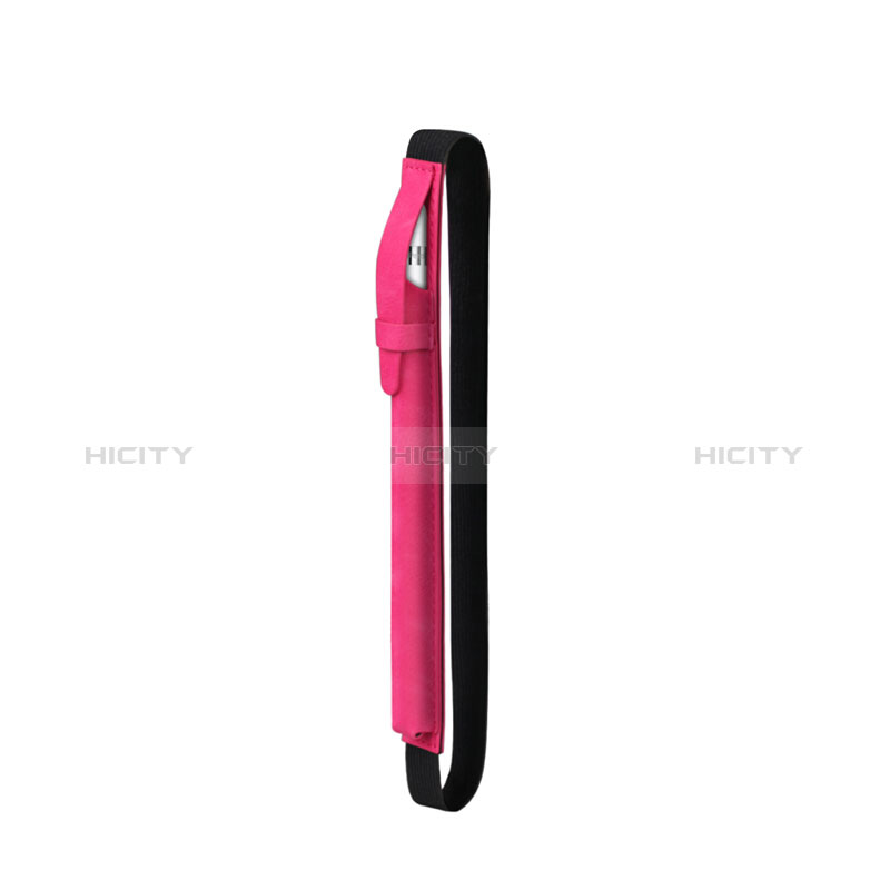 Leder Hülle Schreibzeug Schreibgerät Beutel Halter mit Abnehmbare Gummiband P03 für Apple Pencil Apple iPad Pro 12.9 (2017) Pink