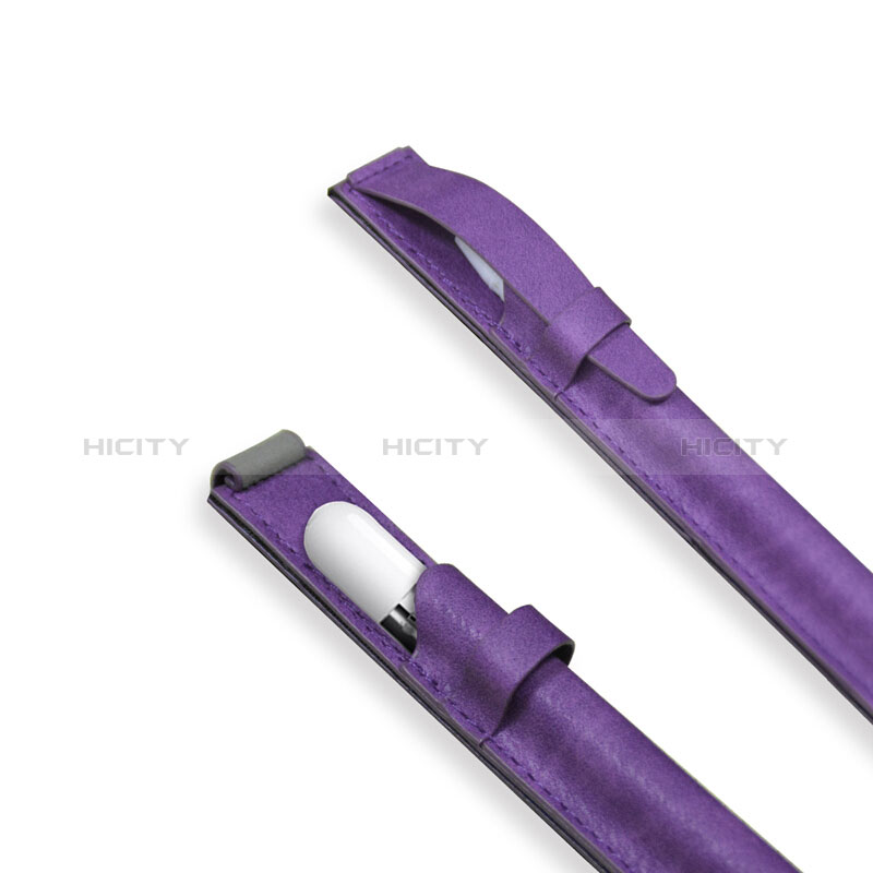 Leder Hülle Schreibzeug Schreibgerät Beutel Halter mit Abnehmbare Gummiband P03 für Apple Pencil Apple iPad Pro 12.9 (2017) Violett