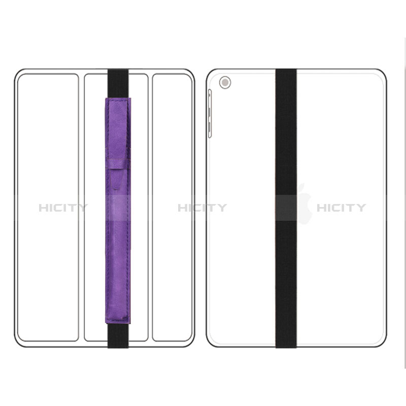 Leder Hülle Schreibzeug Schreibgerät Beutel Halter mit Abnehmbare Gummiband P03 für Apple Pencil Apple iPad Pro 12.9 (2017) Violett