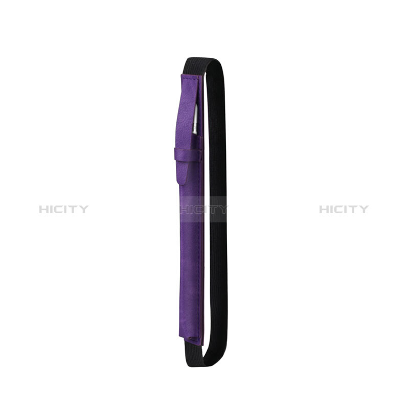 Leder Hülle Schreibzeug Schreibgerät Beutel Halter mit Abnehmbare Gummiband P03 für Apple Pencil Apple iPad Pro 12.9 Violett groß