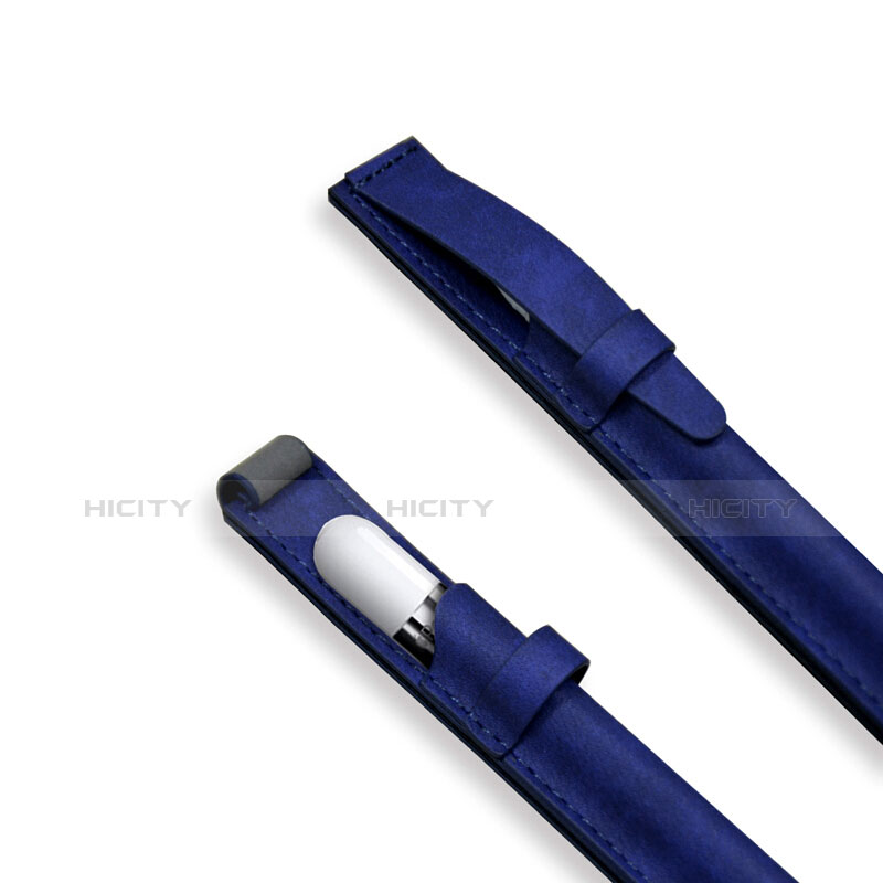 Leder Hülle Schreibzeug Schreibgerät Beutel Halter mit Abnehmbare Gummiband P03 für Apple Pencil Apple New iPad 9.7 (2017) Blau