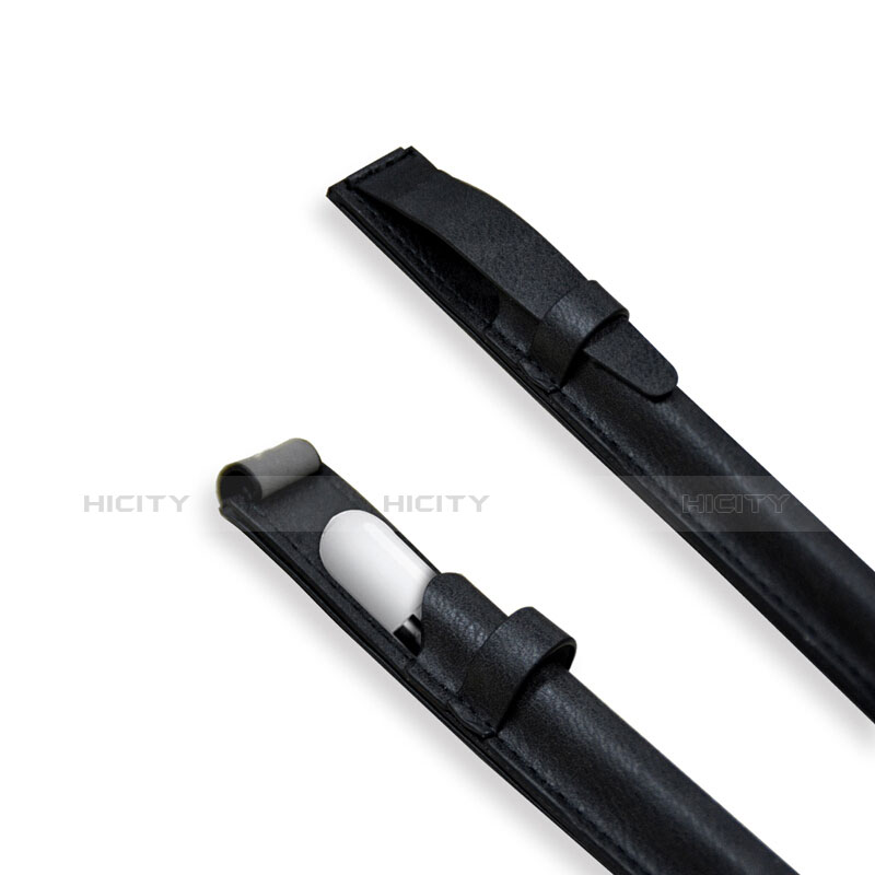 Leder Hülle Schreibzeug Schreibgerät Beutel Halter mit Abnehmbare Gummiband P03 für Apple Pencil Apple New iPad 9.7 (2017) Schwarz