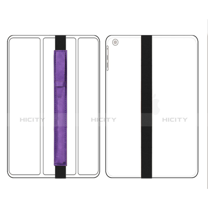 Leder Hülle Schreibzeug Schreibgerät Beutel Halter mit Abnehmbare Gummiband P03 für Apple Pencil Apple New iPad 9.7 (2017) Violett