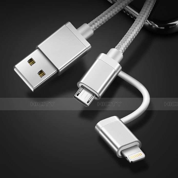 Lightning USB Ladekabel Kabel Android Micro USB C01 für Apple iPad 10.2 (2020) Silber groß