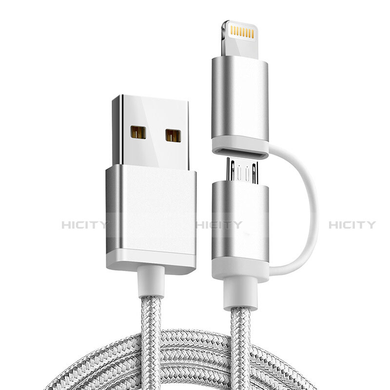 Lightning USB Ladekabel Kabel Android Micro USB C01 für Apple iPad Air 4 10.9 (2020) Silber Plus